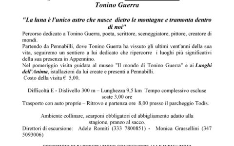PENNABILLI: Trekking letterario Sentiero naturalistico “L’infanzia del mondo” dedicato a Tonino Guerra.  20 Settembre 2020