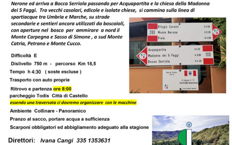 SENTIERO ITALIA CAI N. 17 PIAN DI TREBBIO – BOCCA SERRIOLA 29 Agosto 2021