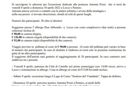 8/10 APRILE 2022: TREKKING LETTERARIO “ANTONIA POZZI” LECCO-LE GRIGNE