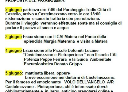 PROPOSTA DEL PROGRAMMA: Dal 2 al 5 Giugno 2022: CASTELMEZZANO E MATERA I Borghi più belli d’Italia